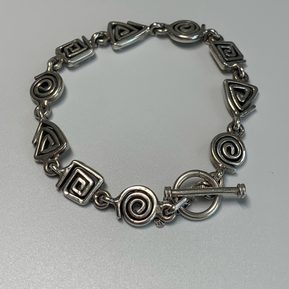Silpada Vintage Very Rare Sterling Silver Geometric Shapes Toggle Clasp Bracelet - Picture 3 of 14